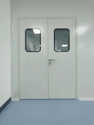 โลหะปิด Modular ห้องสะอาดประตูคู่ประตูมือ ด้านบนเรียบ
